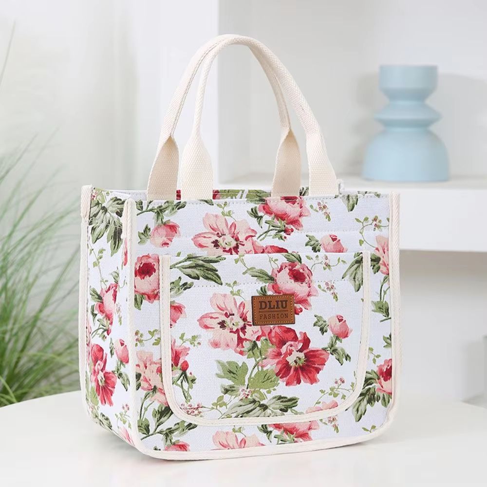 ThermaFlora Large Floral Print Insulated Lunch Bag With Portable Ice Pack 6