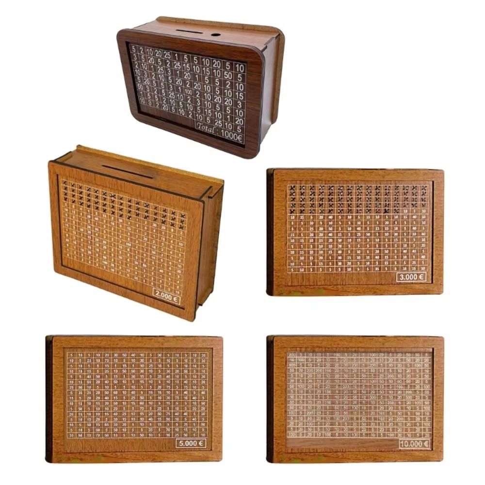 GoalSaver Wooden Money Box With Savings Tracker And Reusable Coin Storage 3