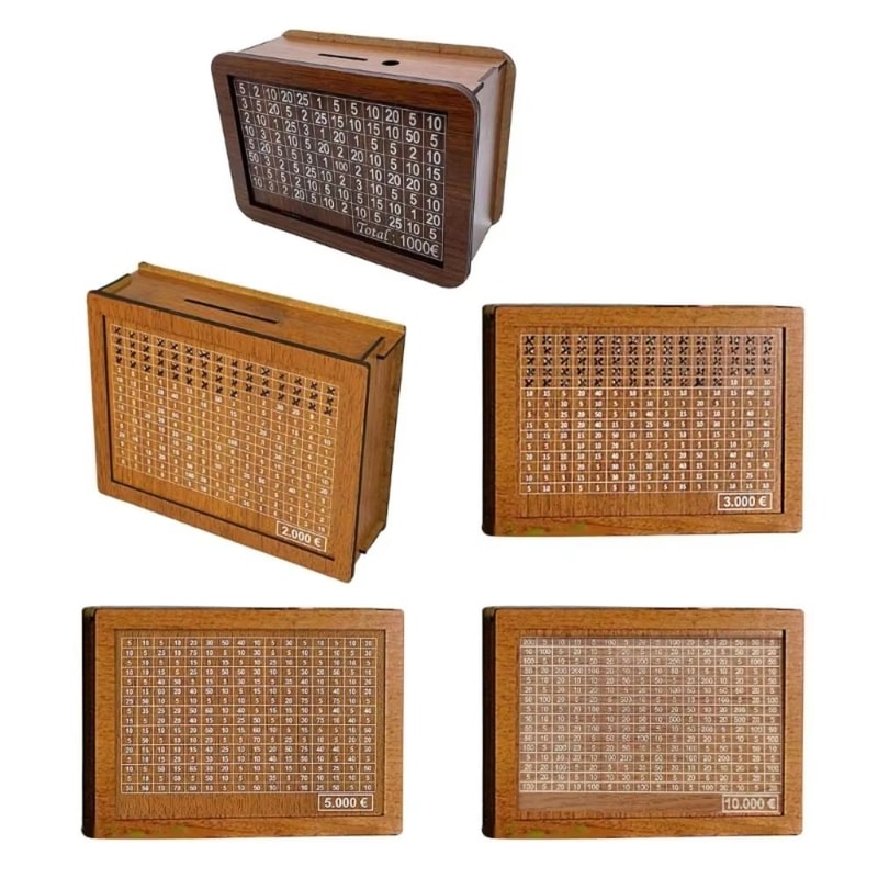 GoalSaver Wooden Money Box With Savings Tracker And Reusable Coin Storage 3