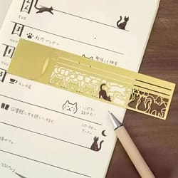 cat pattern multifunctional bookmark ruler for planners