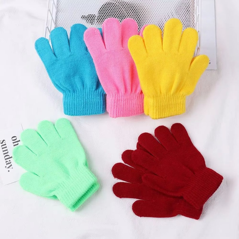 Stretchy Knitted Childrens Winter Warm FullFinger Gloves 2