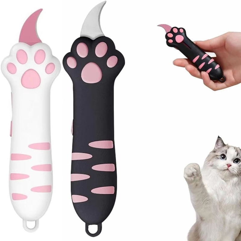 Portable Cat Paw Plastic Box Cutter And Retractable Letter Opener 1