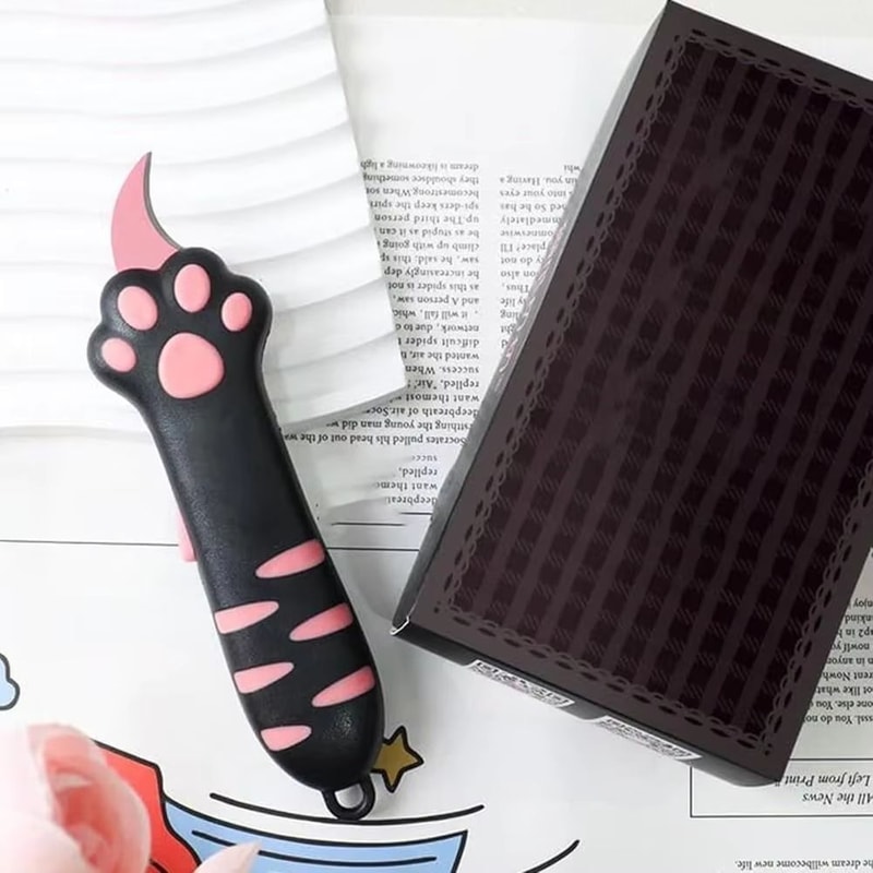 Portable Cat Paw Plastic Box Cutter And Retractable Letter Opener 3