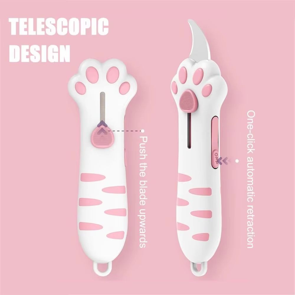 Portable Cat Paw Plastic Box Cutter And Retractable Letter Opener 5