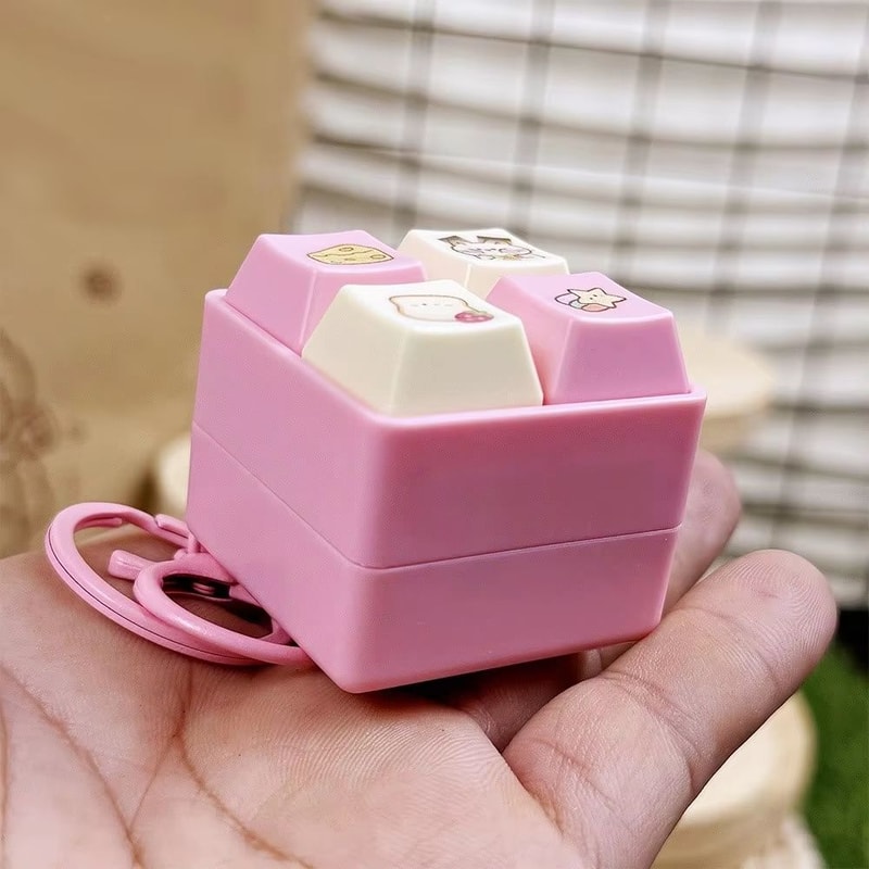 Fun Cartoon Squeeze Music FourSquare Merit Button Keychain 3