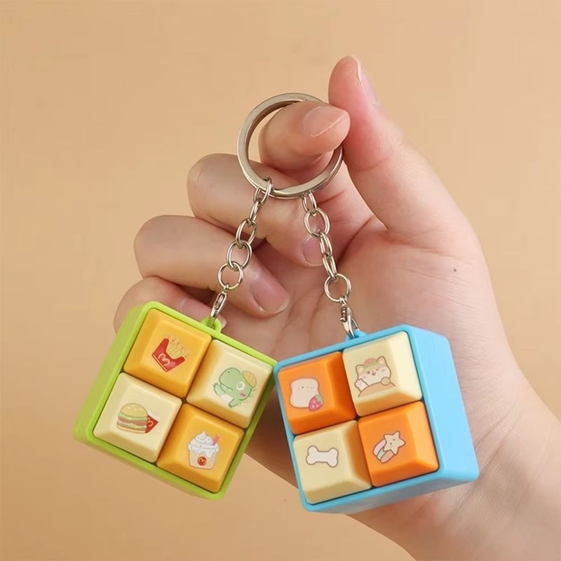 Fun Cartoon Squeeze Music FourSquare Merit Button Keychain 4