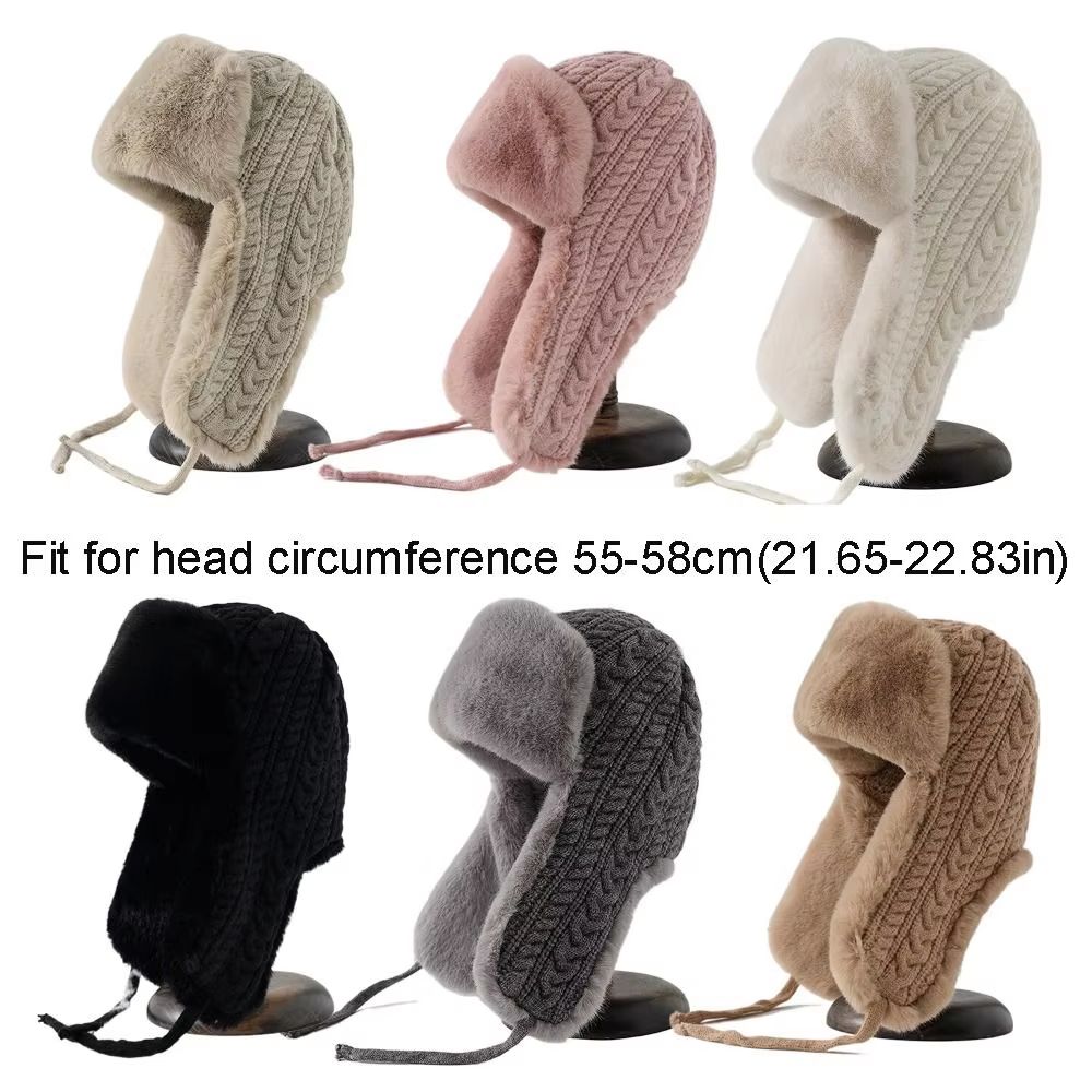Knitted Extended Ear Protection Winter Lei Feng Hat For Women 5