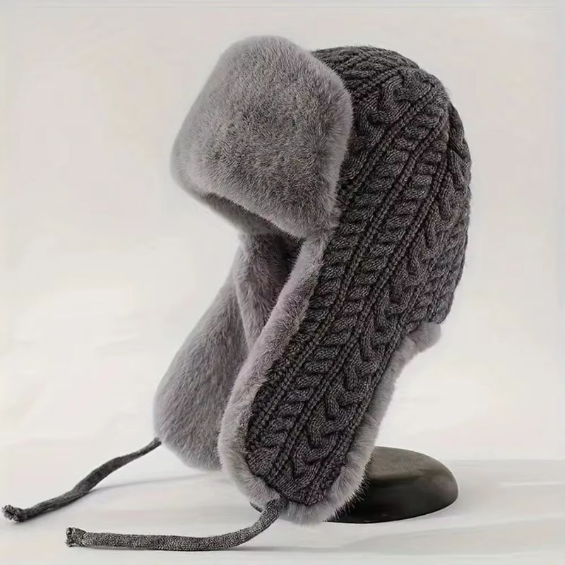 Knitted Extended Ear Protection Winter Lei Feng Hat For Women 9