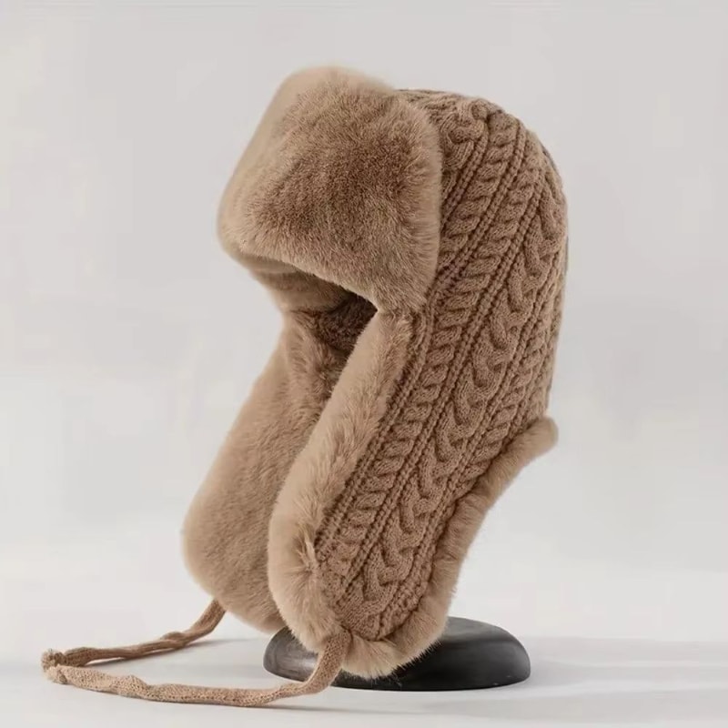 Knitted Extended Ear Protection Winter Lei Feng Hat For Women 10
