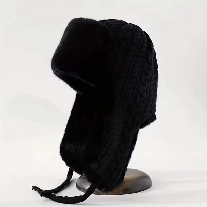 Knitted Extended Ear Protection Winter Lei Feng Hat For Women 6