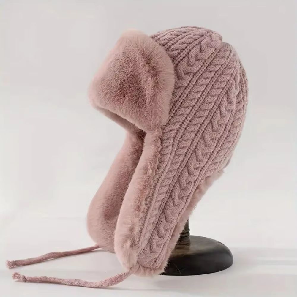 Knitted Extended Ear Protection Winter Lei Feng Hat For Women 7