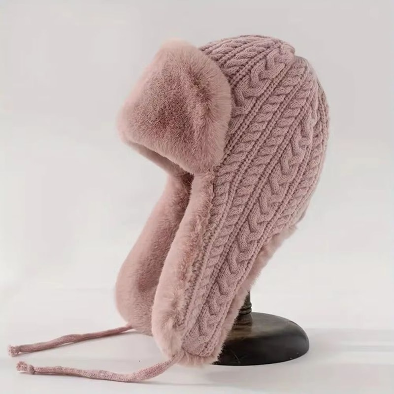 Knitted Extended Ear Protection Winter Lei Feng Hat For Women 7