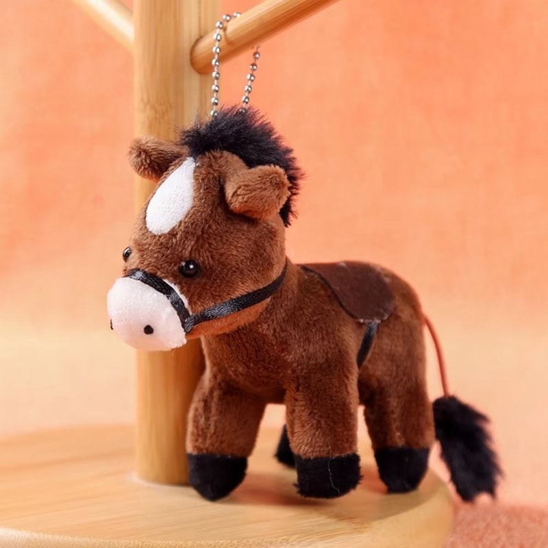 Soft Brown LongHaired Horse Plush Keychain Pendant 9