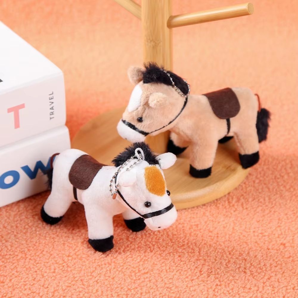 Soft Brown LongHaired Horse Plush Keychain Pendant 3