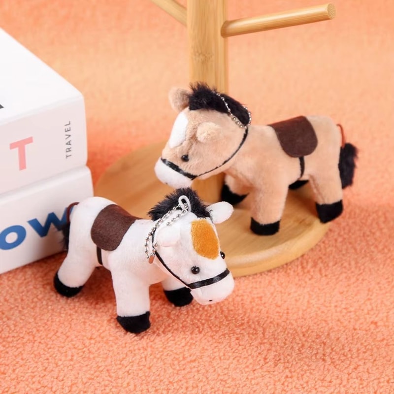 Soft Brown LongHaired Horse Plush Keychain Pendant 3