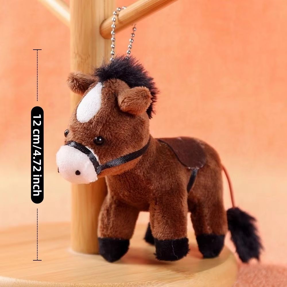 Soft Brown LongHaired Horse Plush Keychain Pendant 5