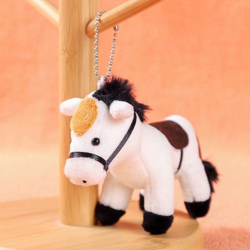Soft Brown LongHaired Horse Plush Keychain Pendant 7