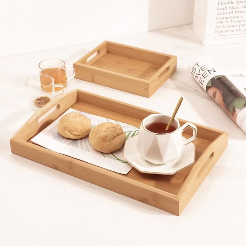 Rectangular Retro Bamboo Storage Tray For Home Organization 5