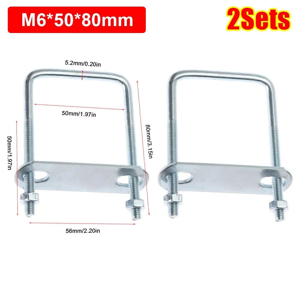 2 Sets M6 Iron Square UBolt RightAngle Screw Clamp With Baffle 9