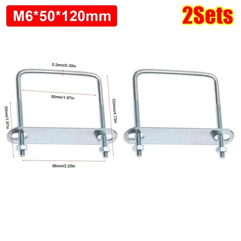 2 Sets M6 Iron Square UBolt RightAngle Screw Clamp With Baffle 10