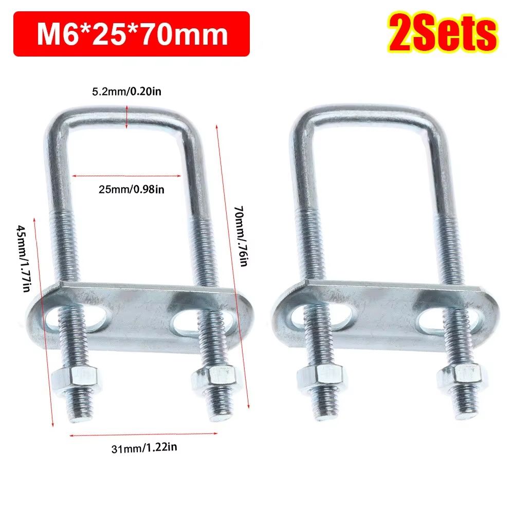 2 Sets M6 Iron Square UBolt RightAngle Screw Clamp With Baffle 8