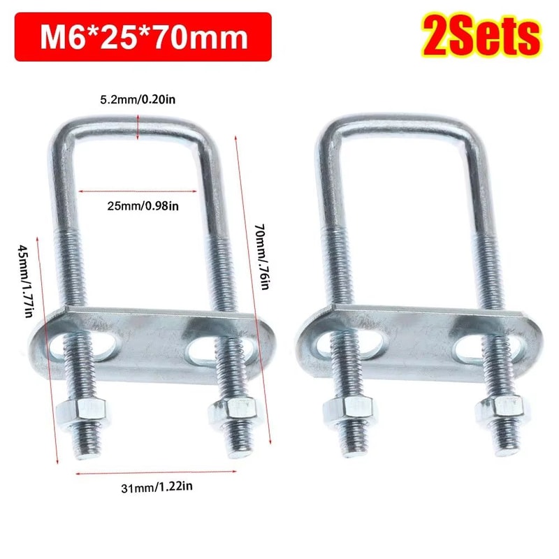 2 Sets M6 Iron Square UBolt RightAngle Screw Clamp With Baffle 8