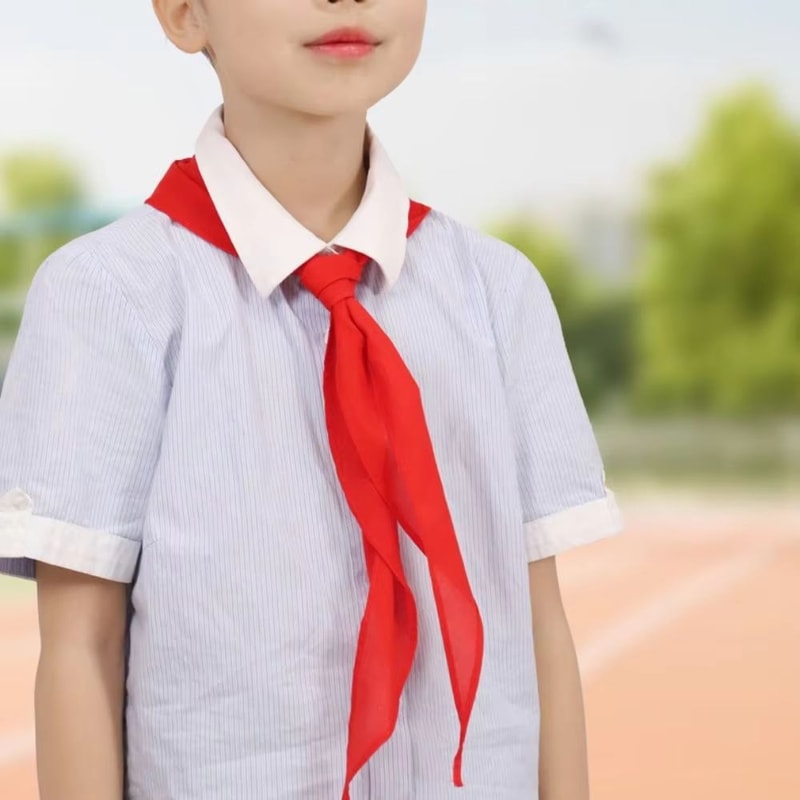 Red Triangle Cotton Youth Scarf 4724in Traditional School Ceremony Neckerchief 1