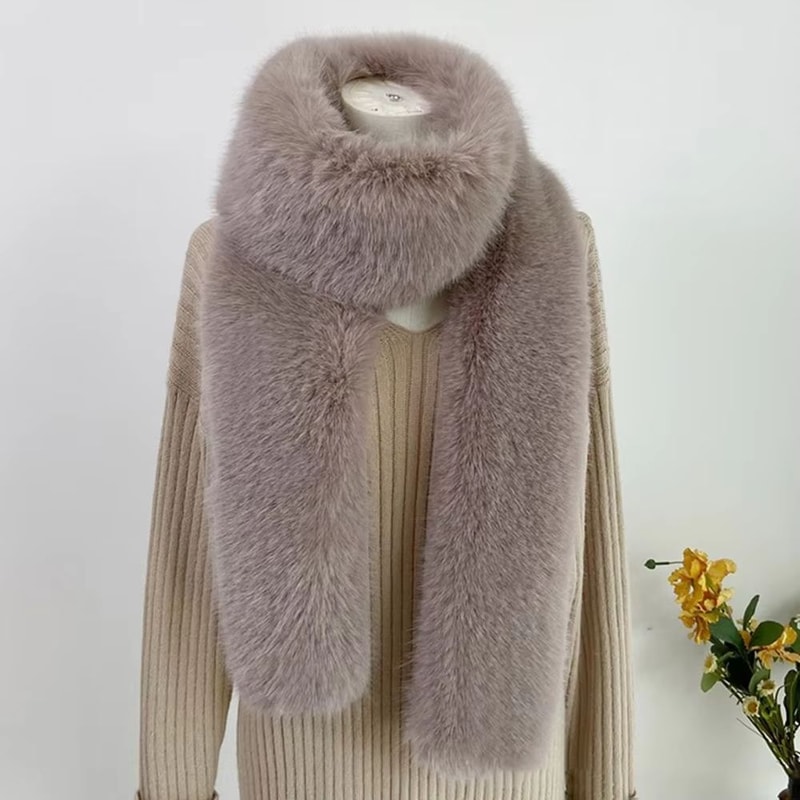 Luxury Plush Fake Fur Long Scarf 7087in Soft Winter Wrap Shawl 11