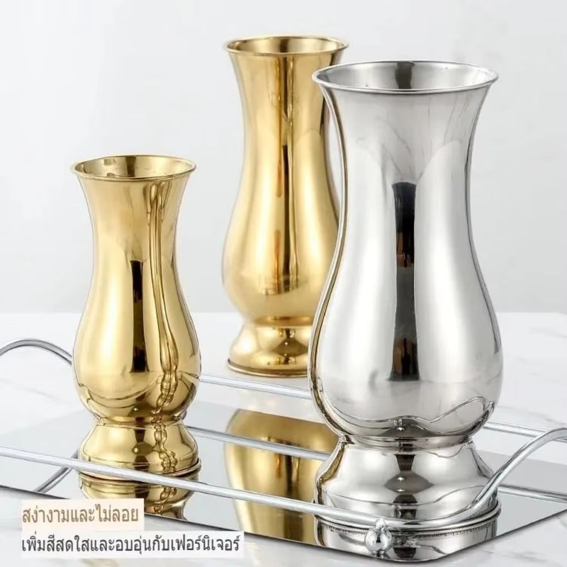 Golden Stainless Steel Flower Vase Decorative Centerpiece For Home Garden 1