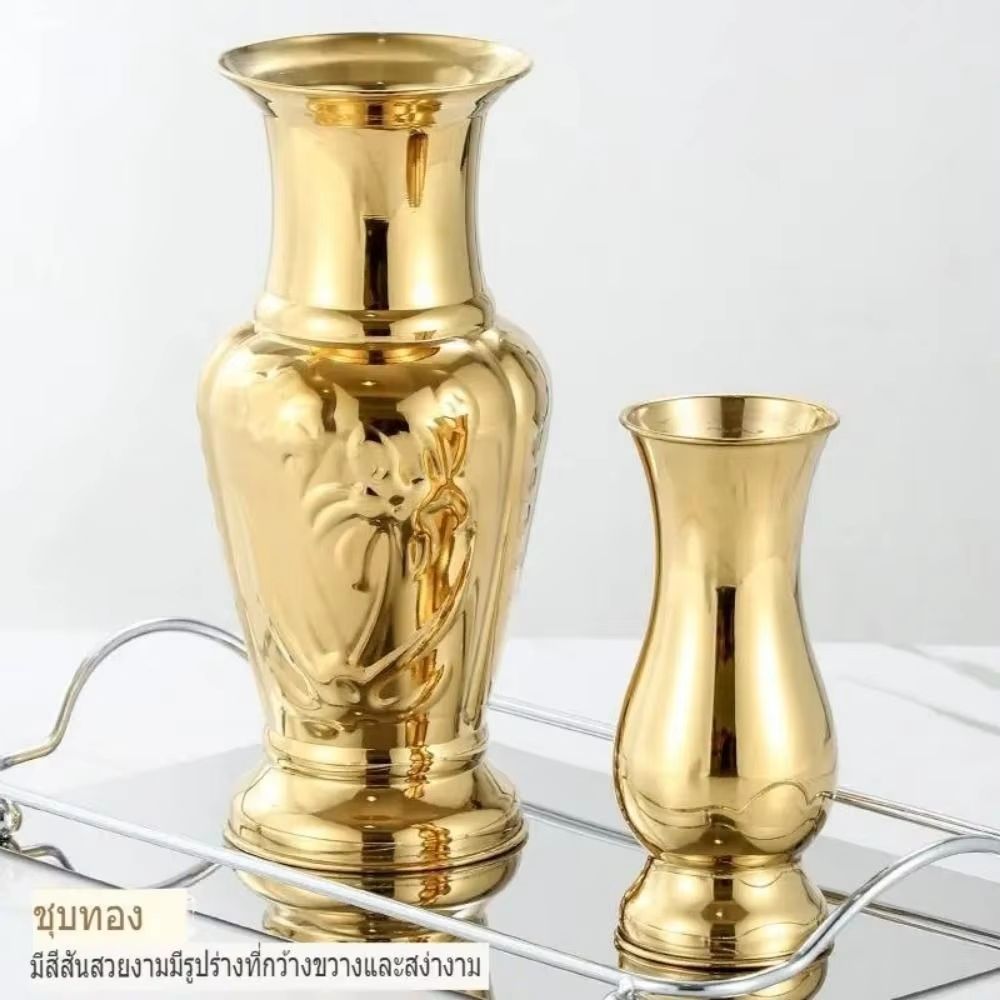 Golden Stainless Steel Flower Vase Decorative Centerpiece For Home Garden 2
