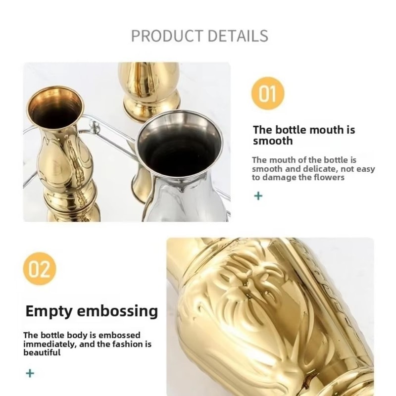 Golden Stainless Steel Flower Vase Decorative Centerpiece For Home Garden 4