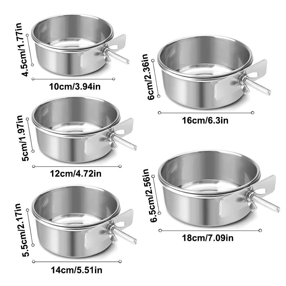 Stainless Steel Hanging Pet Bowls 2Pack Cage Feeder For Dogs Cats 5