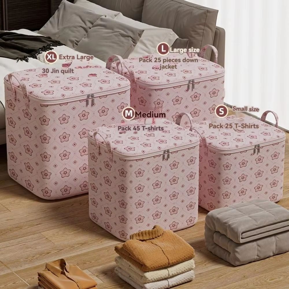Foldable Large Capacity Cherry Blossom Clothes Storage Bags Set 5