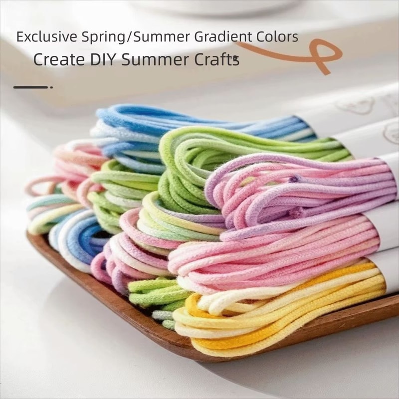 Gradient HandDyed Braided Macrame Cotton Rope 012in Thick 328ft DIY Bracelet String 3