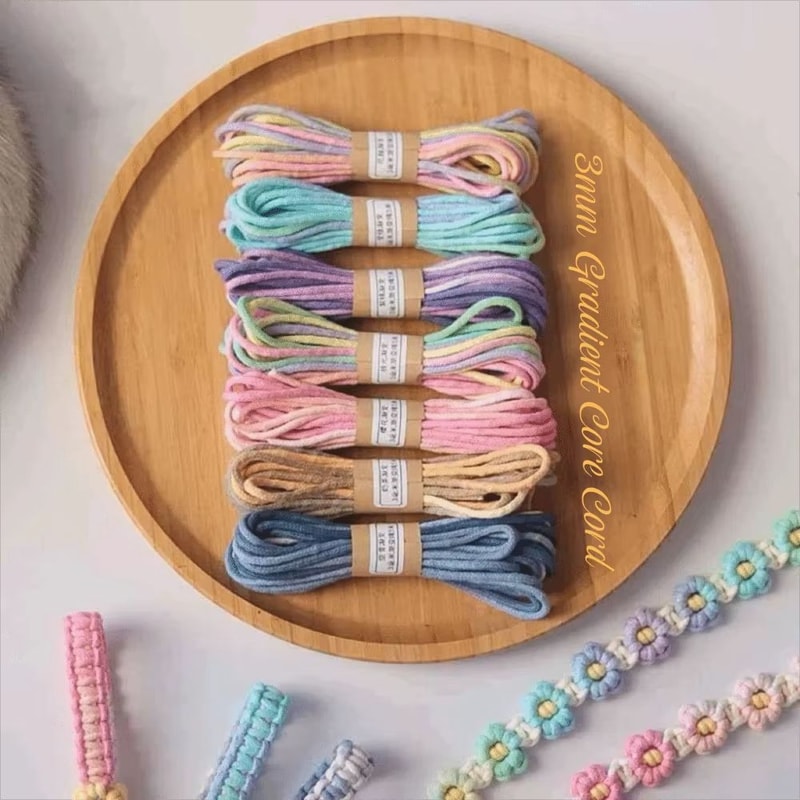 Gradient HandDyed Braided Macrame Cotton Rope 012in Thick 328ft DIY Bracelet String 4