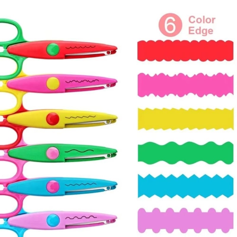 Color Lace DIY Scissors 67in Comfortable Grip Wavy Pattern Art Safety Scissors 0