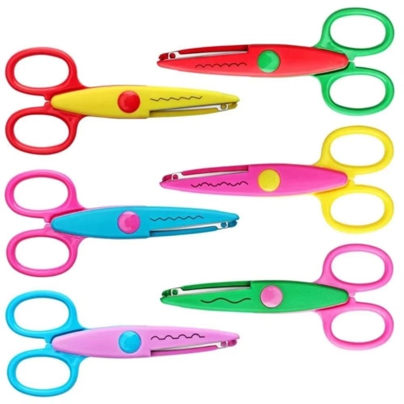 Color Lace DIY Scissors 67in Comfortable Grip Wavy Pattern Art Safety Scissors 12