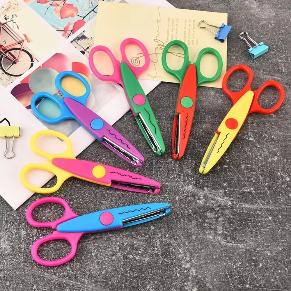 Color Lace DIY Scissors 67in Comfortable Grip Wavy Pattern Art Safety Scissors 1
