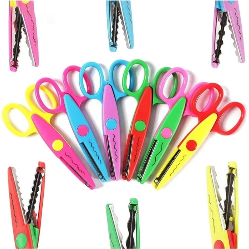 Color Lace DIY Scissors 67in Comfortable Grip Wavy Pattern Art Safety Scissors 3