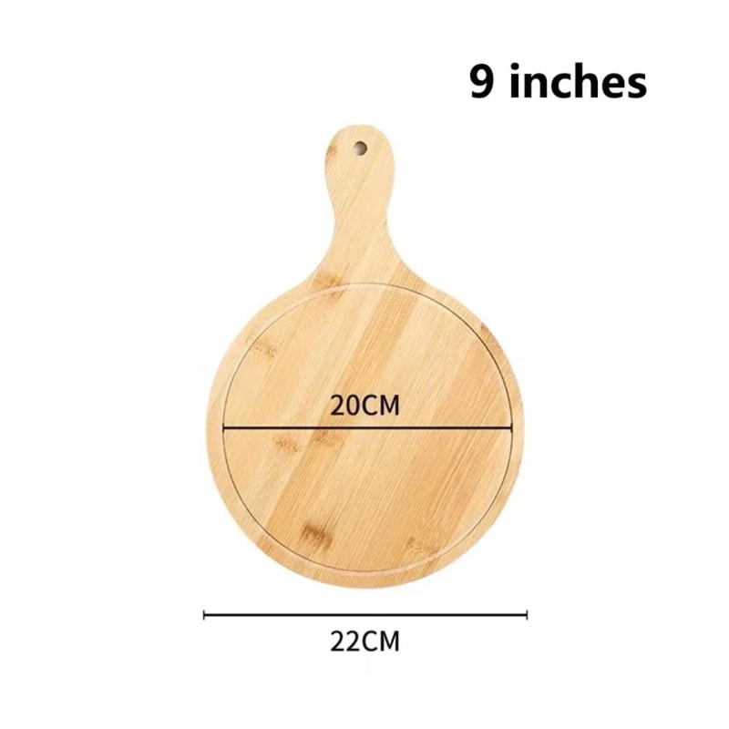Round Bamboo Pizza Board With Handle 610in MultiUse Serving Cutting Tray 9
