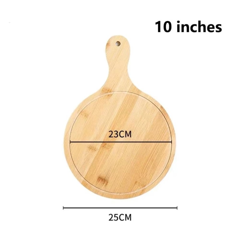 Round Bamboo Pizza Board With Handle 610in MultiUse Serving Cutting Tray 10