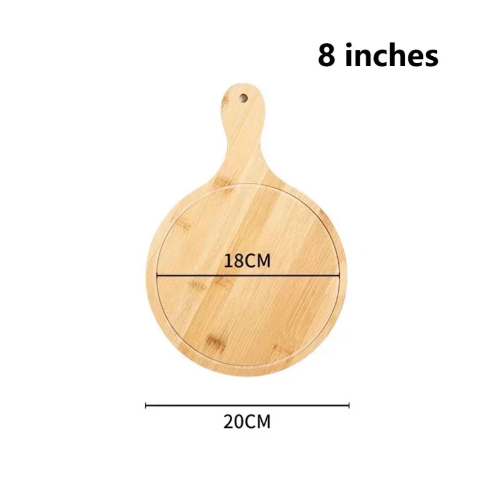 Round Bamboo Pizza Board With Handle 610in MultiUse Serving Cutting Tray 6