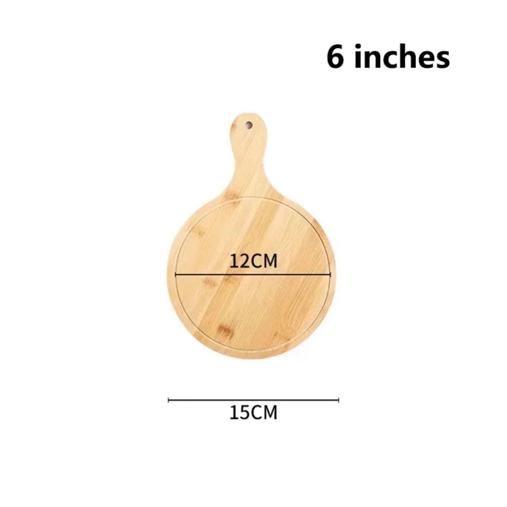 Round Bamboo Pizza Board With Handle 610in MultiUse Serving Cutting Tray 7