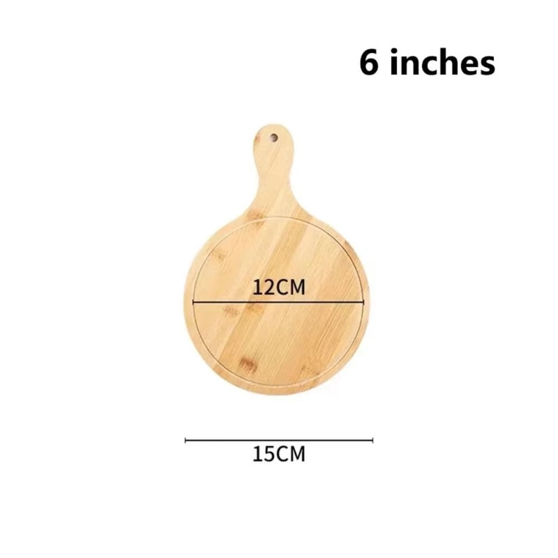 Round Bamboo Pizza Board With Handle 610in MultiUse Serving Cutting Tray 7