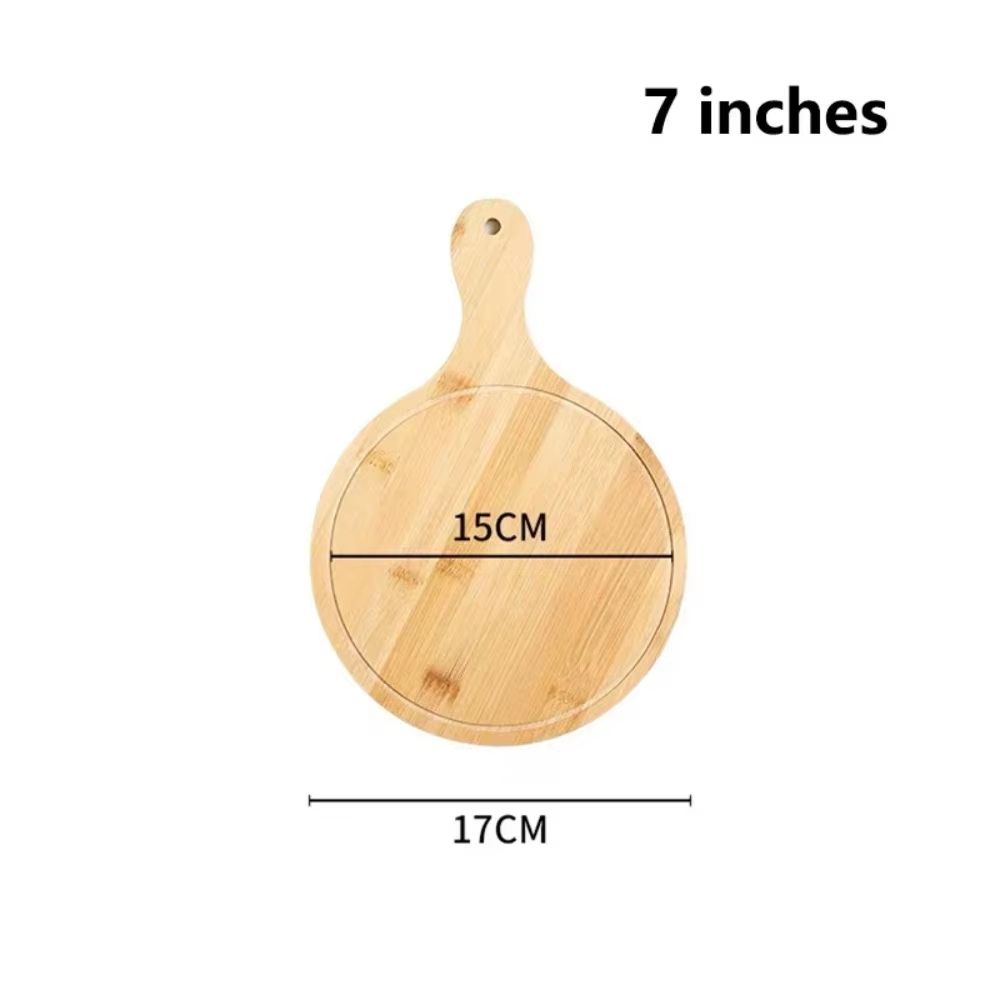 Round Bamboo Pizza Board With Handle 610in MultiUse Serving Cutting Tray 8