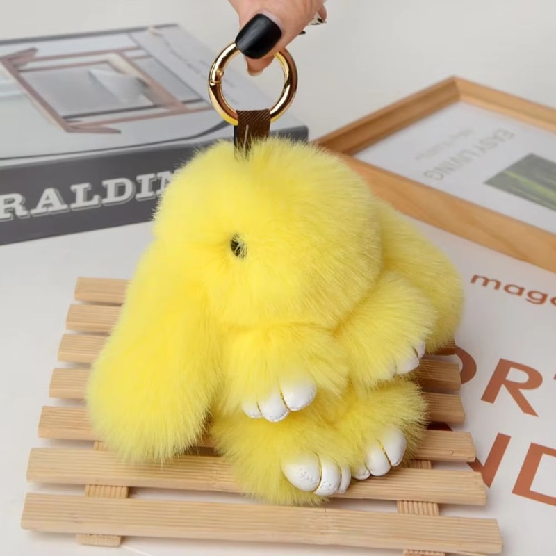 Fluffy Bunny Fur Pom Pom Keychain Soft Cute Rabbit Bag Charm 9