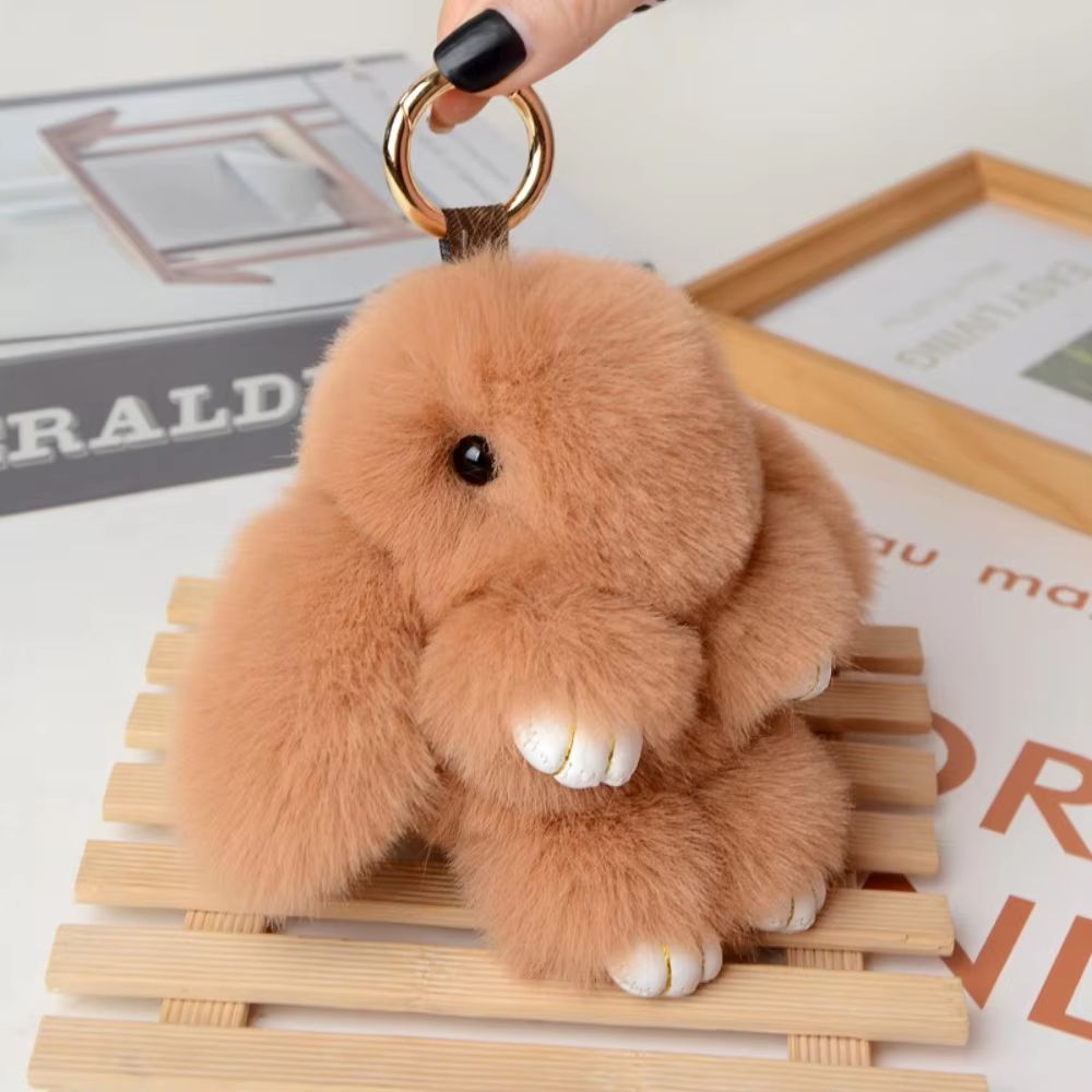 Fluffy Bunny Fur Pom Pom Keychain Soft Cute Rabbit Bag Charm 10