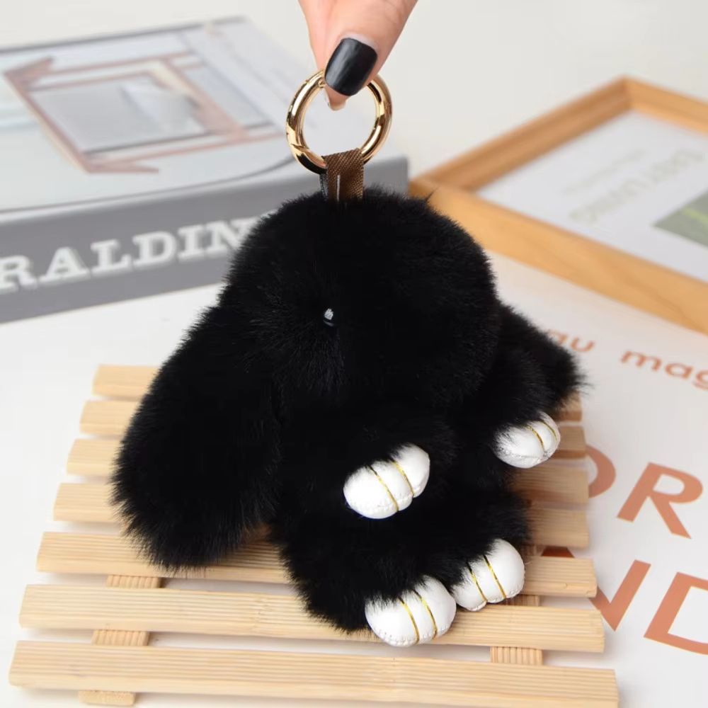 Fluffy Bunny Fur Pom Pom Keychain Soft Cute Rabbit Bag Charm 12