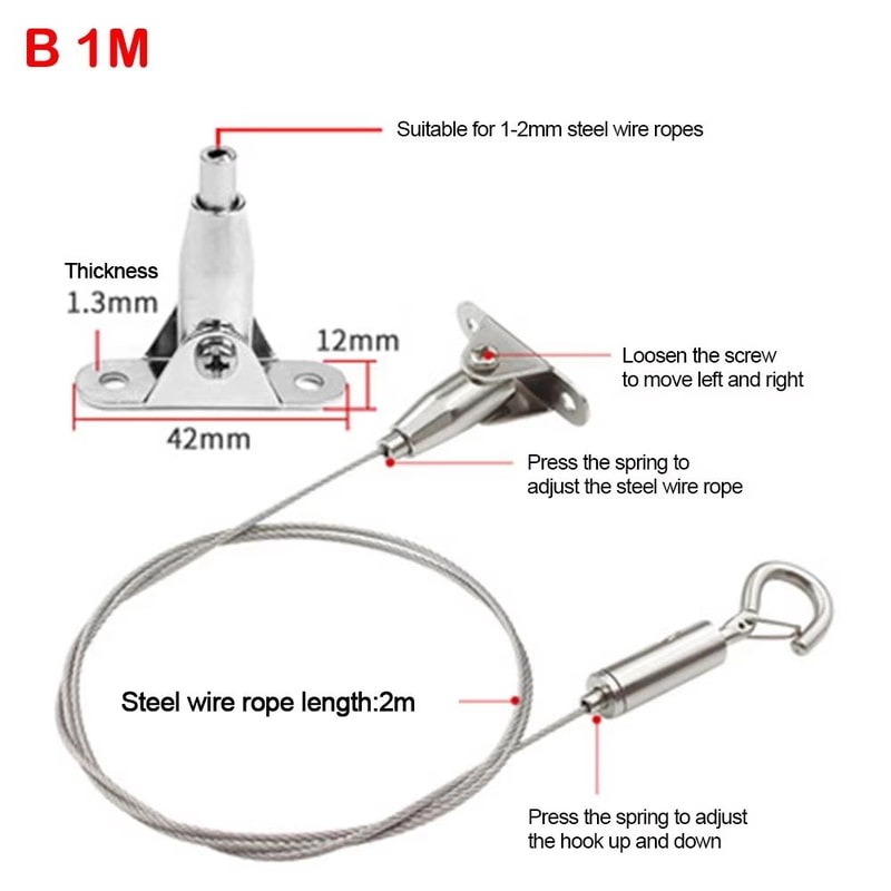 Adjustable Stainless Steel Suspension Wire Rope Lanyard Kit 1666ft Retractable Locking Cable 9