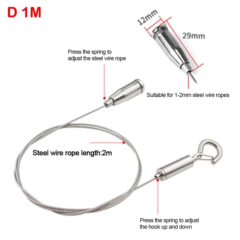 Adjustable Stainless Steel Suspension Wire Rope Lanyard Kit 1666ft Retractable Locking Cable 13
